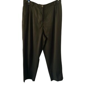 Liz Claiborne Lizsport Olive Green Pleated Trousers Career Casual Pant‎ 16 EUC